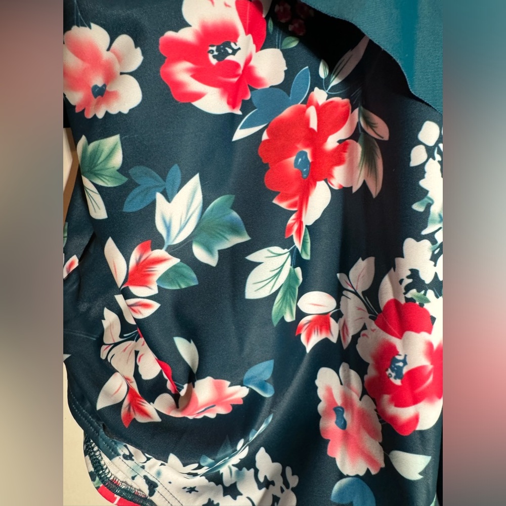 BLOOMCHIC Sz 22 green floral overlay sculpt one piece swim suit NWT 0B2 - Picture 3 of 9